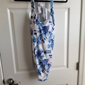 ZERACA 1 piece Speedo Style Blue White Swim Suit